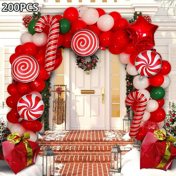 200Pcs Christmas Balloon Garland Arch Kit Christmas Red White Candy Balloon - Shop Trendy Women's Fashion | TeeYours