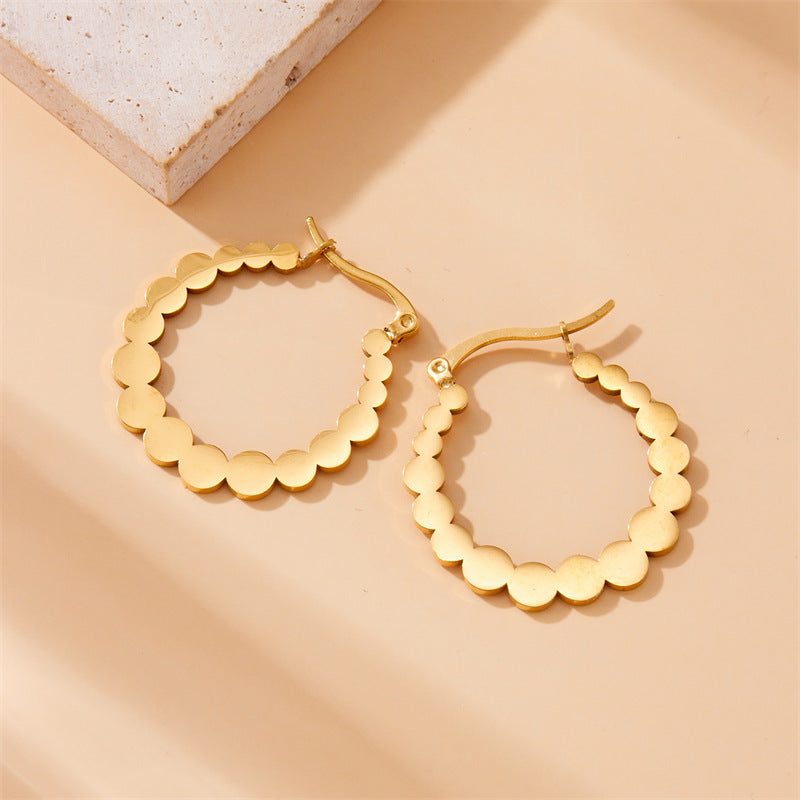 Fashion Round Geometric Stainless Steel Electroplating Earrings