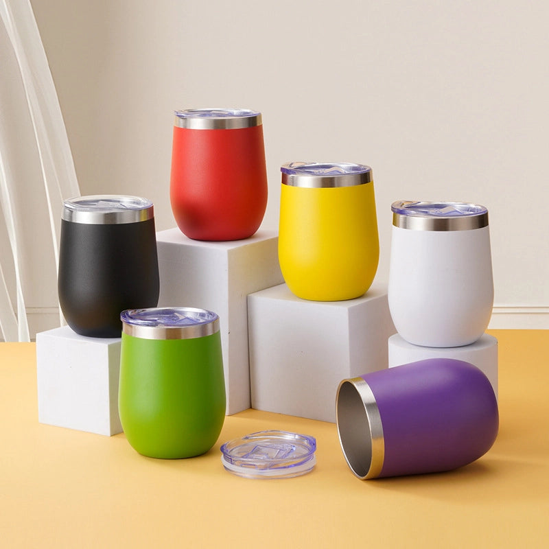 Egg Cup Stainless Steel 12oz Eggshell Cup U-shaped Red Wine Glass Egg Cup Vacuum Cup Eggshell Water Cup