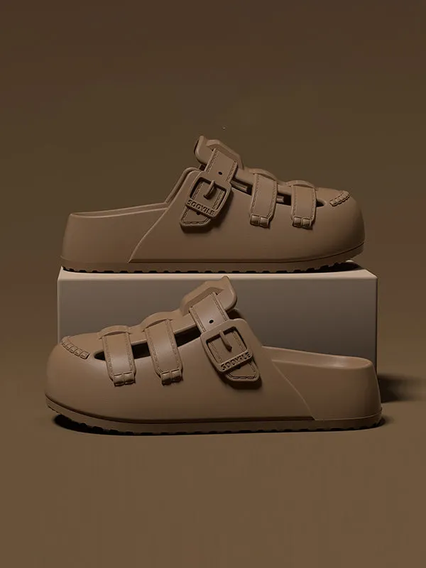 Hollow Round-Toe Split-Joint Platform Shoes Sandals