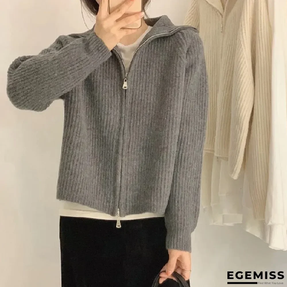 Double Zipper Lapel Polo Neck Turtleneck Sweater | EGEMISS