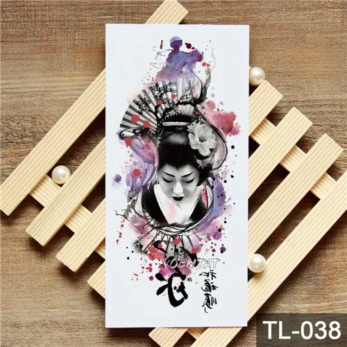 Temporary Tattoo Sticker Waterproof Fashion Women men Japanese geisha warrior samurai Fake Body Art Children Adult Hand Tattoo