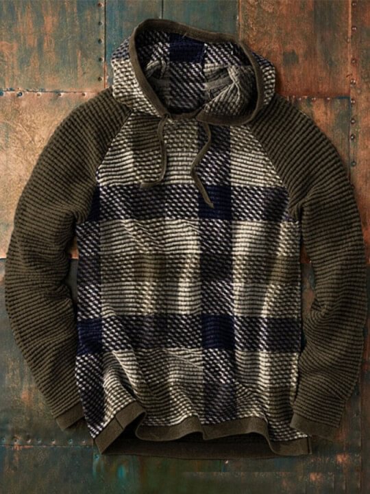 Casual Stitching Plaid Hoodie