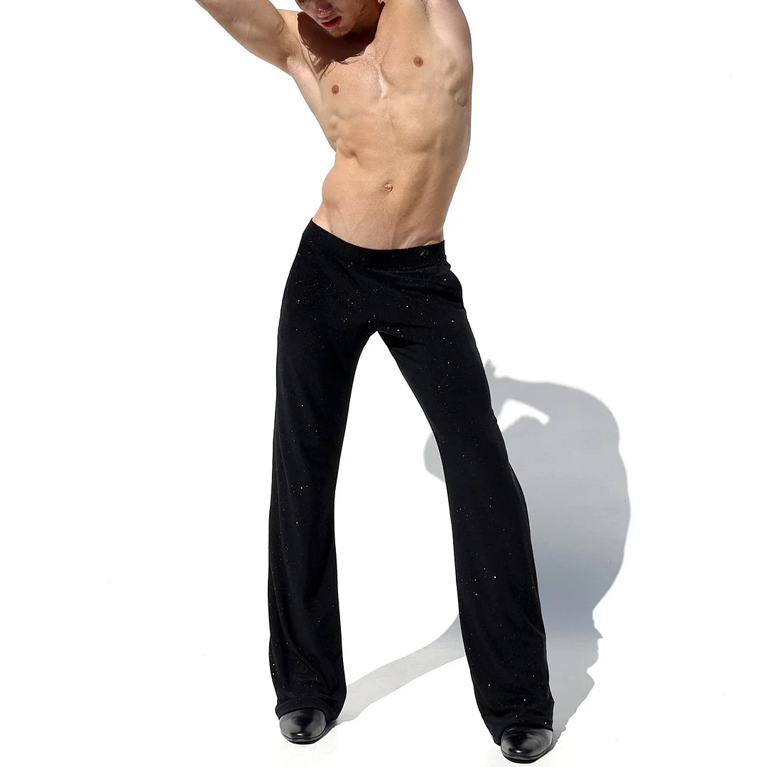 Men's Silver-plated, Glittery, Pure Cotton Loose-fitting Trousers-inspireuse