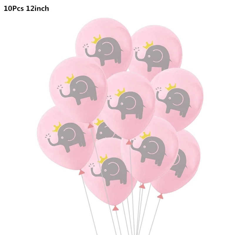 10Pcs 12inch Cartoon Latex Balloons Children Birthday Party Decoration Blue Pink Elephant Baby Shower Balloons Decorations Favor