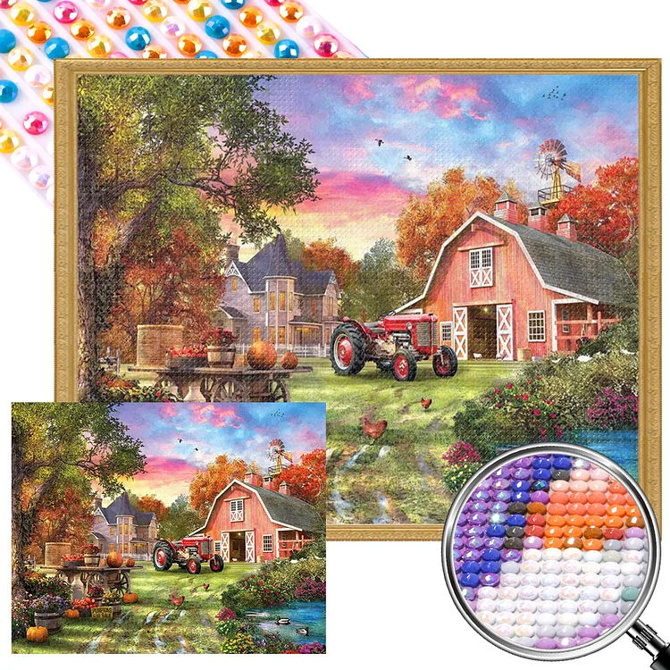 Autumn Farm 50*40CM (Canvas) Full AB Round Drill Diamond Painting gbfke