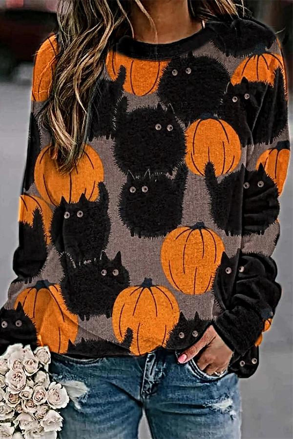 Black cat pumpkin sweater Clearance