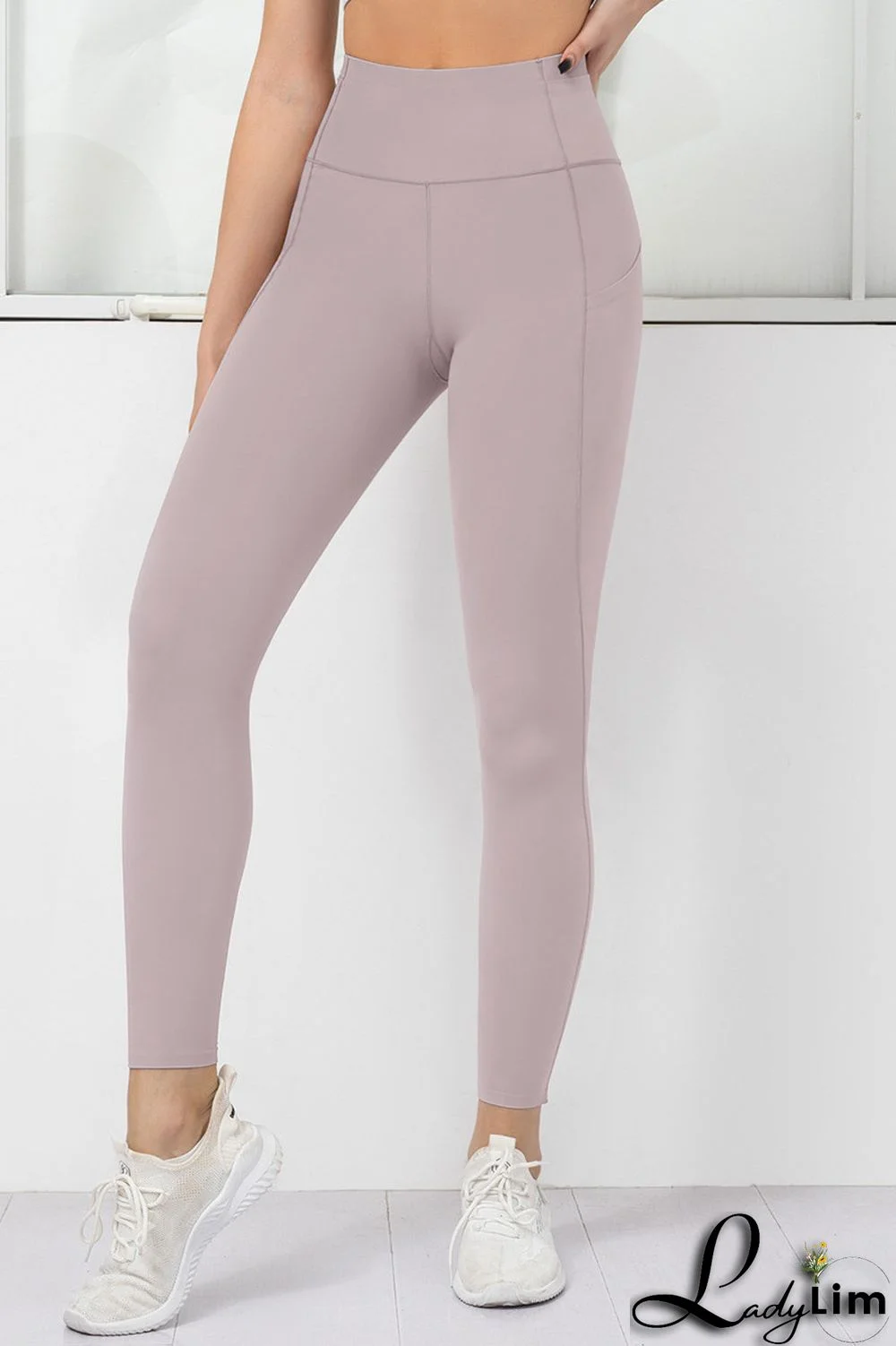 Orange Pink Casual Sportswear Solid Basic Skinny High Waist Trousers
