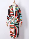 Abstract Printed Lapel Bohemia Tunicshang Overcoat