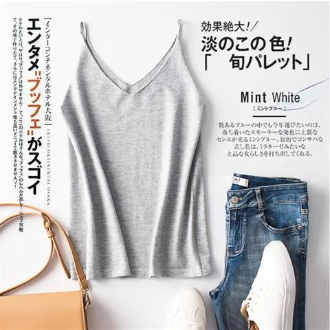Camisoles Womens Clothing V-neck Plus Size 5XL Knitted Solid Stretchy Elegant Loose Basic Tops Korean Style Female Soft Casual