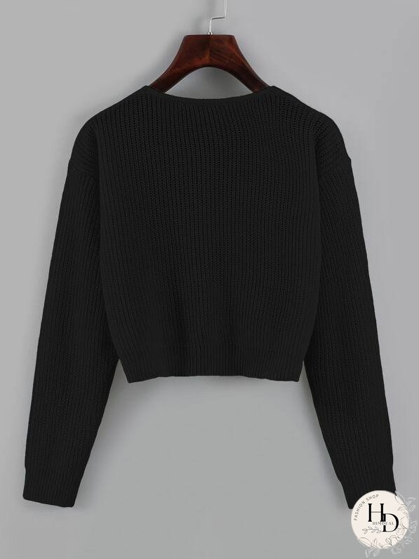 Drawstring Front Drop Shoulder Sweater