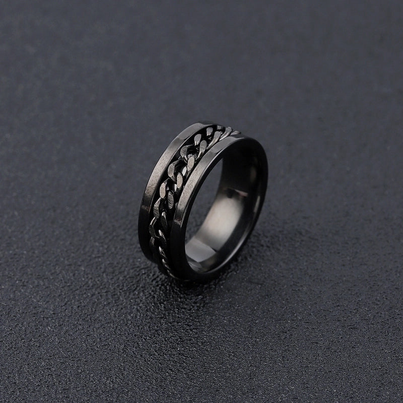 Fashion Stripe Titanium Steel Plating Unisex Rings Men Band Rings