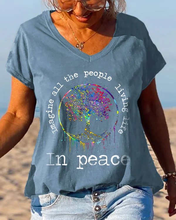🔥kukelife🔥Tree Of Life Imagine All The Peoples Living Life Graphic Tees