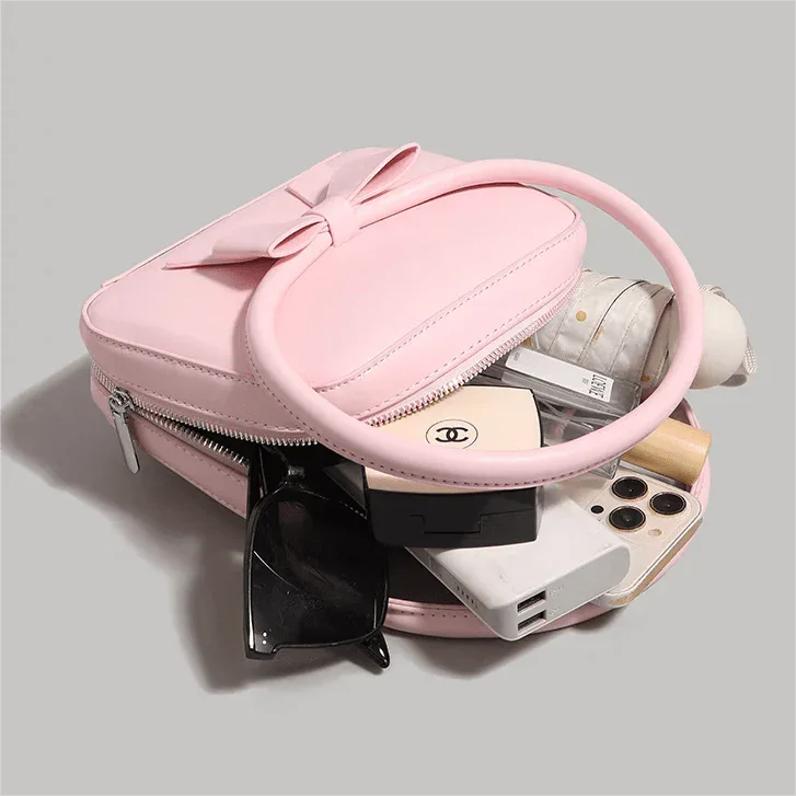 Pink Bowknot Leather Shoulder Bag