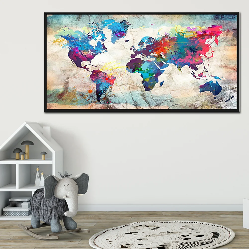 Diamond Painting - Full Square Drill - Color World Map(80*40cm)