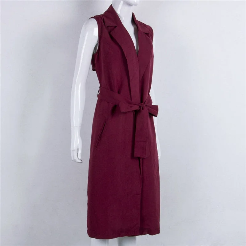 2019 Summer Jacket Fashion Casual Women Sleeveless Waterfall Cape Lapel Long Cardigan Jacket Coat Waistcoat Vest