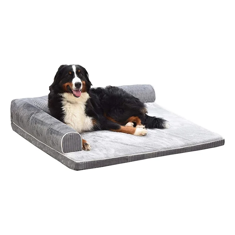 L Shaped Stripe Fabric Dog Bed - JemaPet