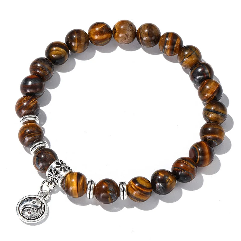 Turquoise Tiger Eye Yin Yang Positive Bracelet