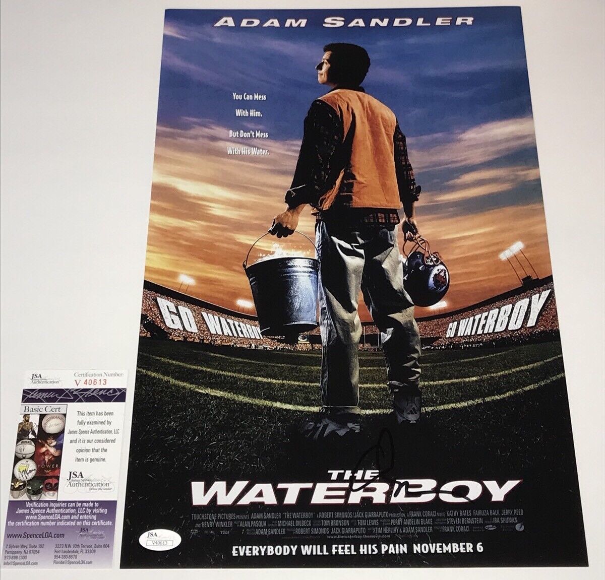 Adam Sandler Signed THE WATERBOY 11x17 Photo Poster painting IN PERSON Autograph JSA COA