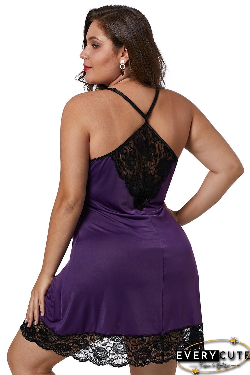 Purple Venecia Chemise with Lace Trim