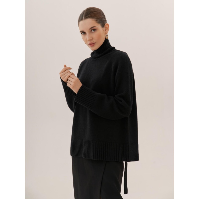 Ootddress Solid Loose Long Sleeve Turtleneck For Women Pullover High Street Slim Elegant Patchwork Sweater Top Oversized Sweater New