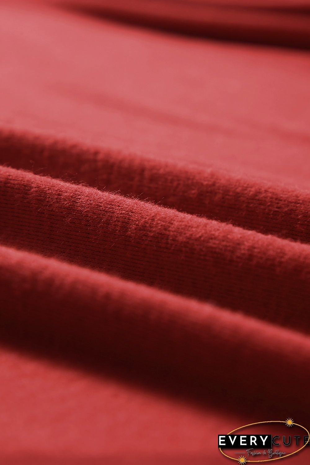 Red Solid Color Patchwork Long Sleeve Top