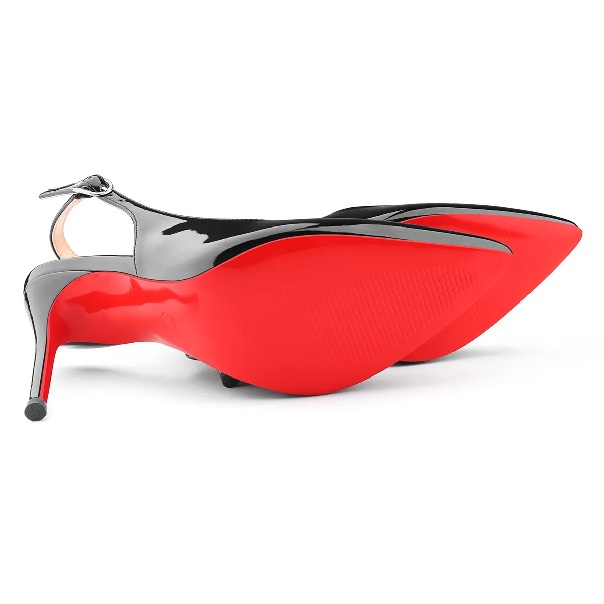 100mm Women's Pointed Toe Slingback Heels Red Bottoms Pumps Dress Shoes Sandals-vocosishoes