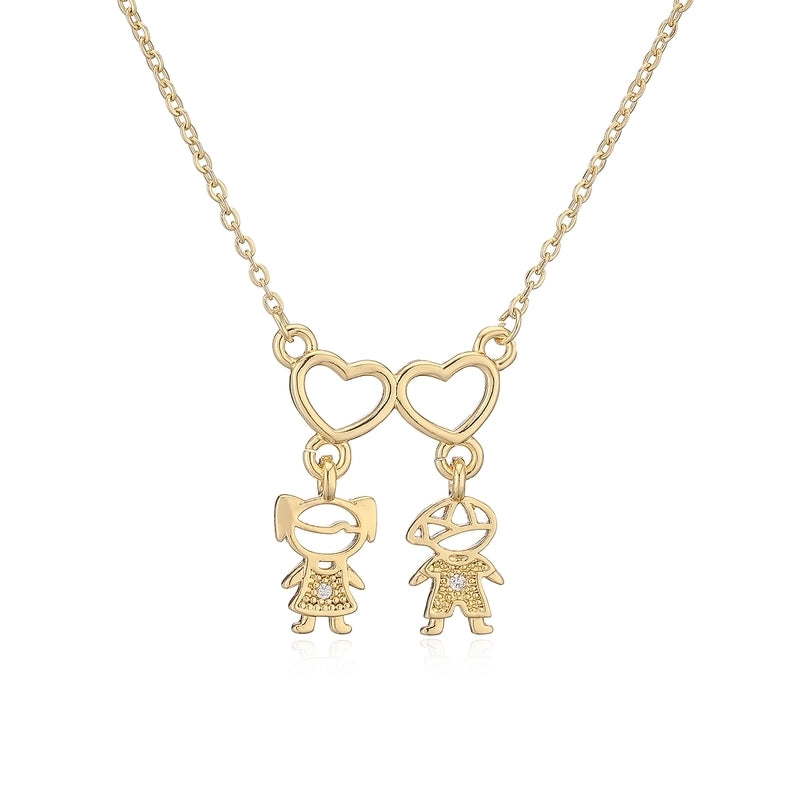 Niche Personality Copper Gold Plated Zircon Boys And Girls Pendant Necklace Female   Clavicle Chain