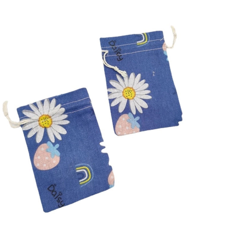 Printed Cotton Bag Cotton And Linen Drawstring Cloth Bag Mosquito Repellent Packaging Bag Jewelry Gift Storage Pastoral Style Small Bag
