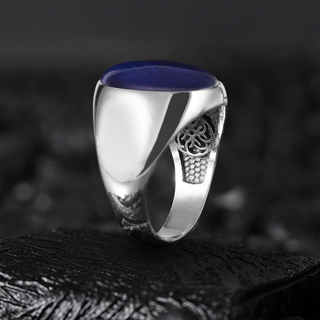 Basic Sterling Silver Ring with Blue Tiger Eye