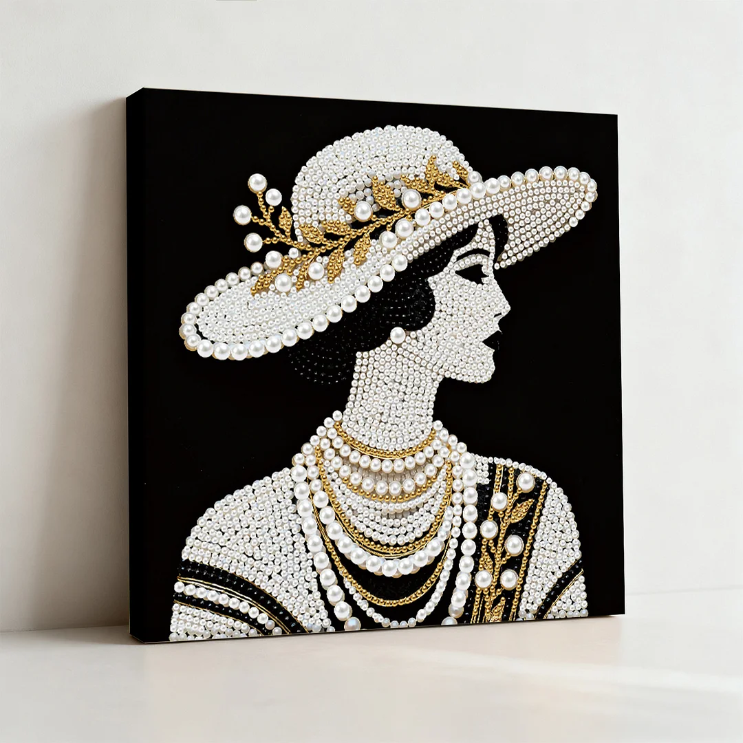 Lady DIY Pearl Art Diamond Painting Kit for Adults Home Decor 25x25cm With Frame