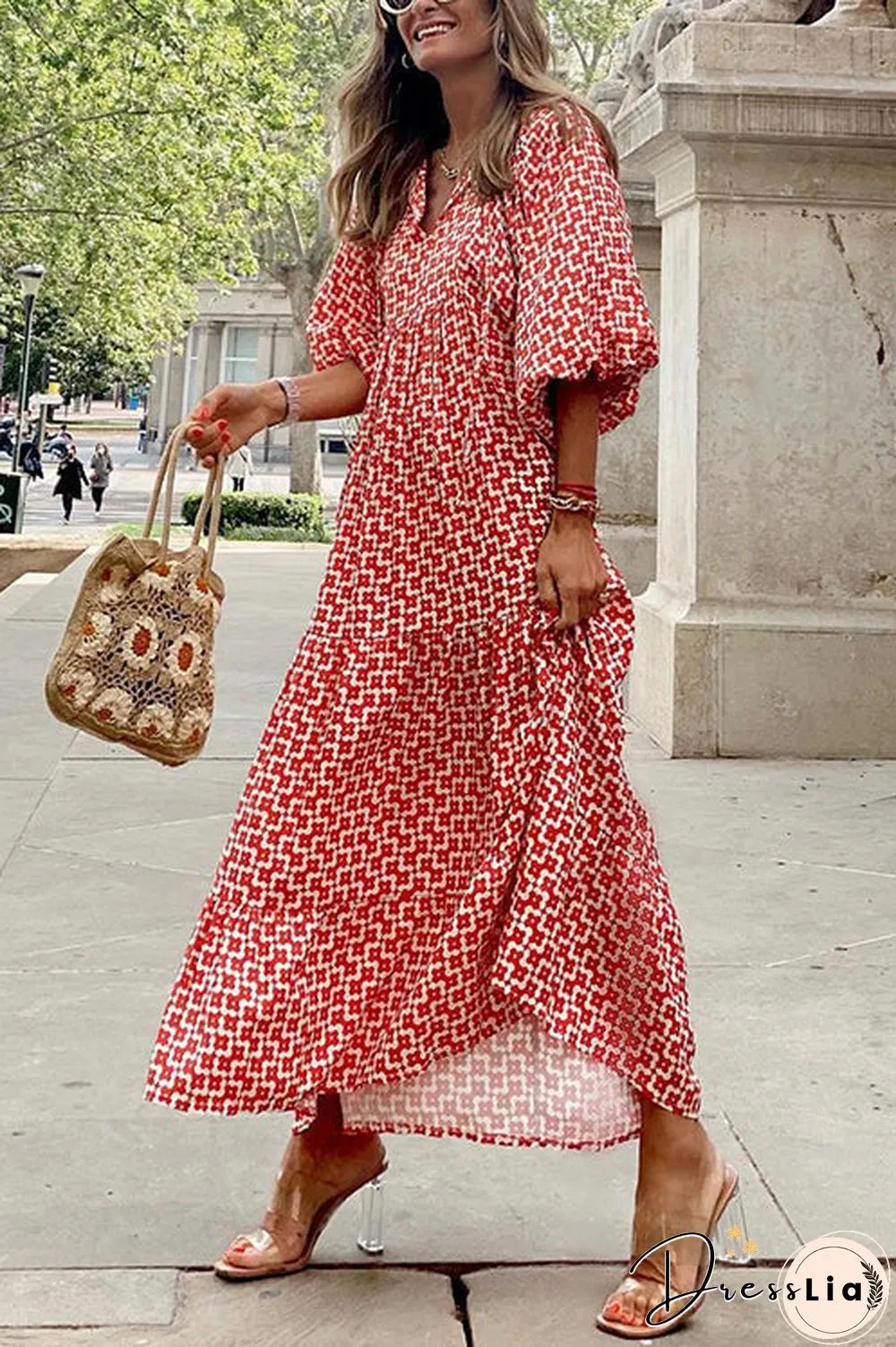 Fabulous Time Puff Sleeve Tiered Midi Dress