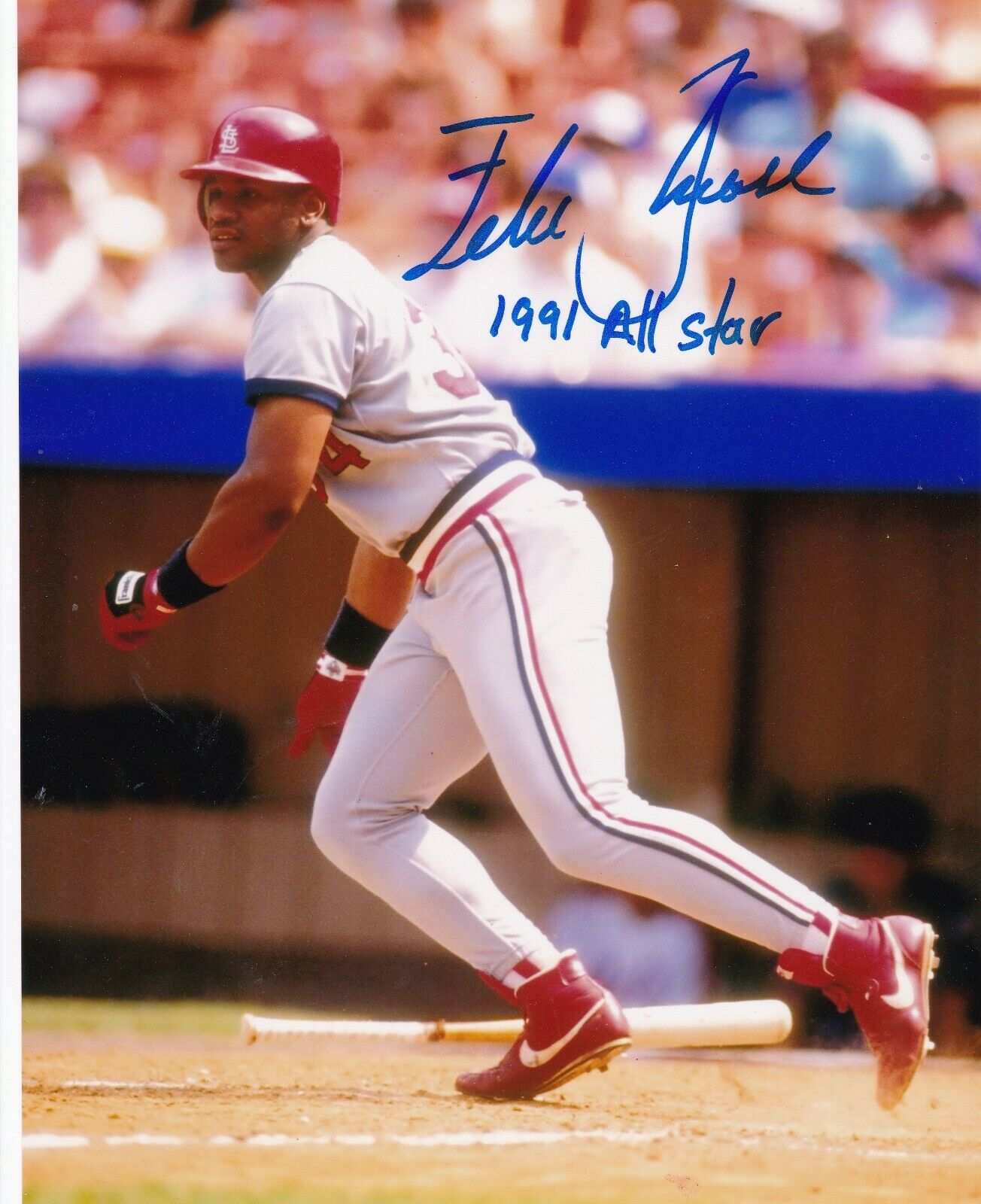 FELIX JOSE ST. LOUIS CARDINALS 1991 ALL STAR ACTION SIGNED 8x10