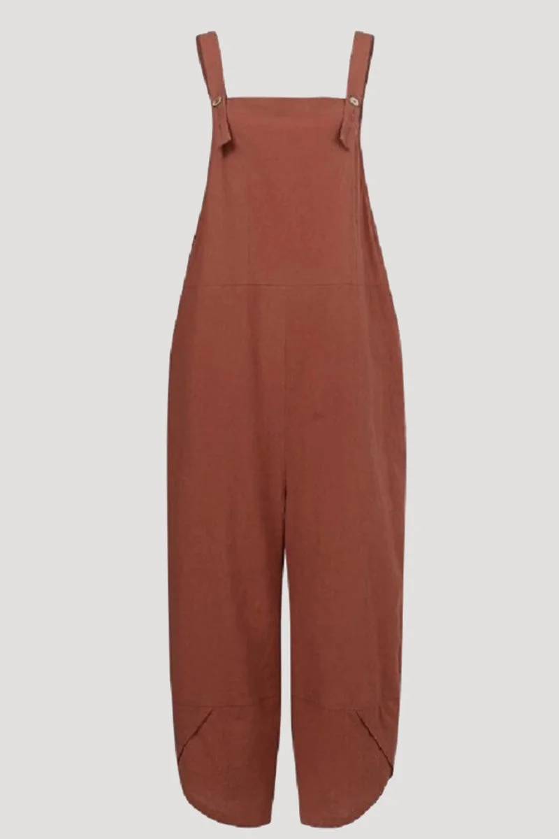 Casual Solid Buttons Capris Loose Jumpsuits(8 Colors)