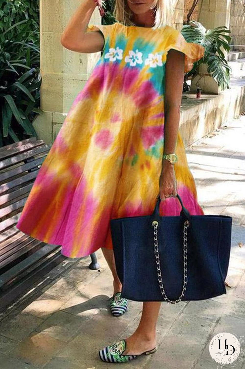 Stylish Flying Sleeve Loose Dress P15660