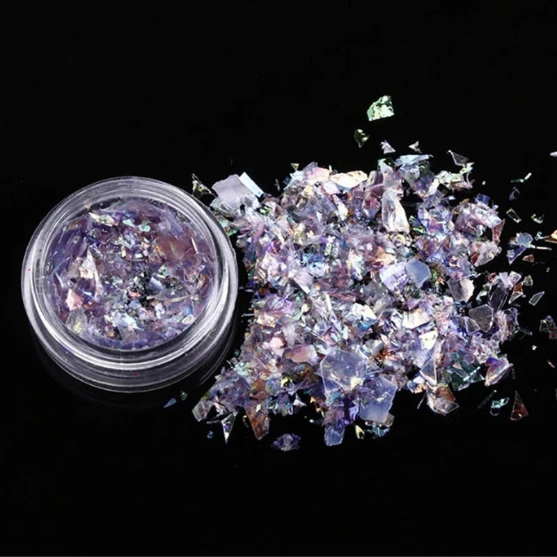 12 Color Set Nail Dust Laser Colorful Broken Cellophane Sequins Irregular Nail Sticker Manicure Decoration-Nail Inspo
