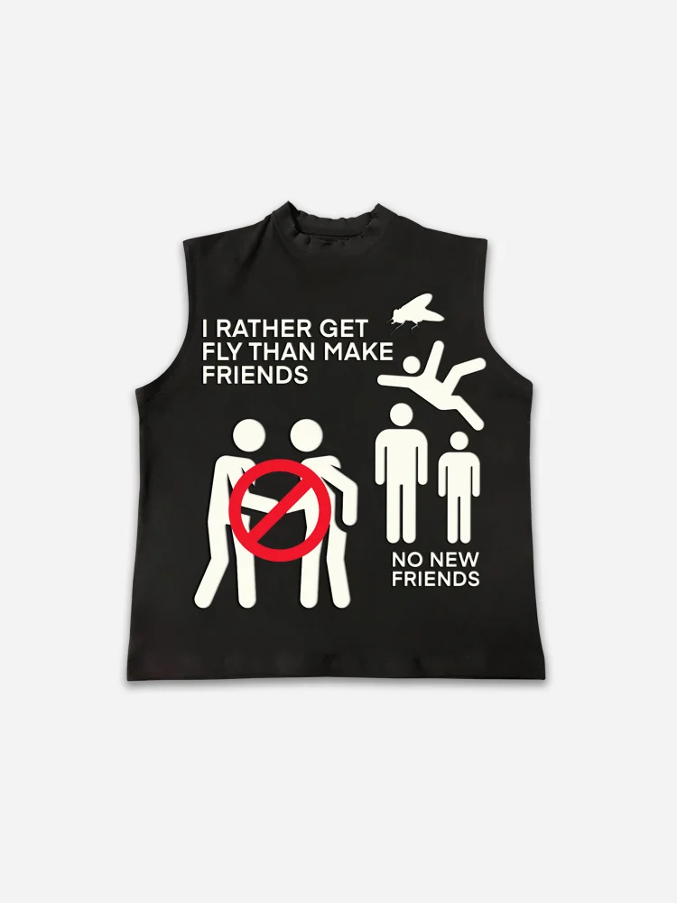 Reject Social Prints Design Graphic Cotton Tank Top