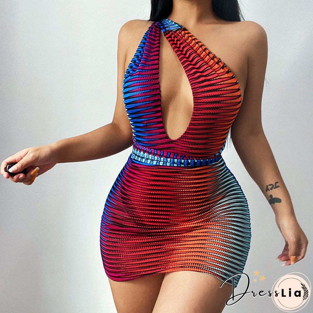 Women Summer V Neck Sleeveless See Through Bodycon Package Hip Mini Dress Sundress Female Clothing Streetwear