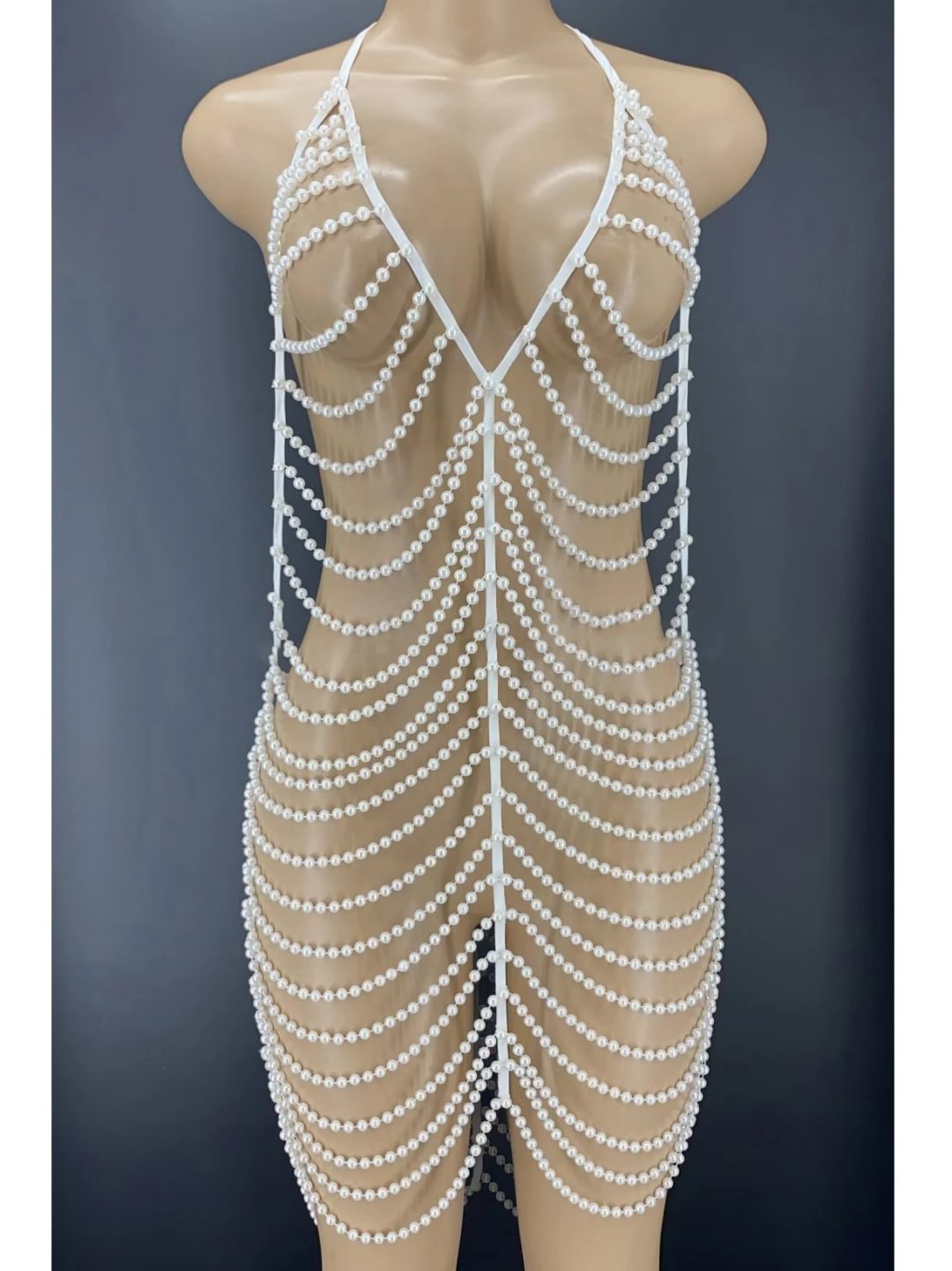 Pearl tassel elegant evening dress-zachics