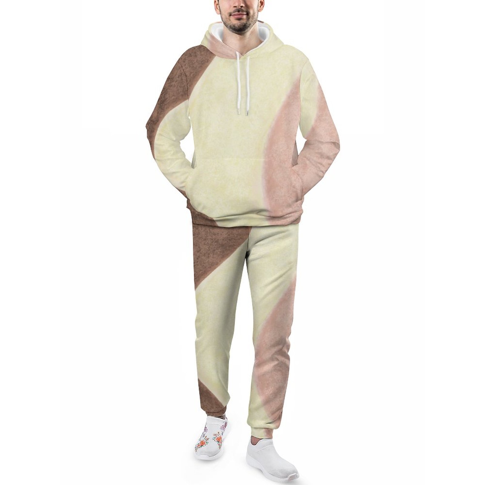 Neapolitan Ice Cream Men's Sweatsuits Set Guys Streetwear Athletic Pullover And Sweatpants Suit Outfit S-5Xl