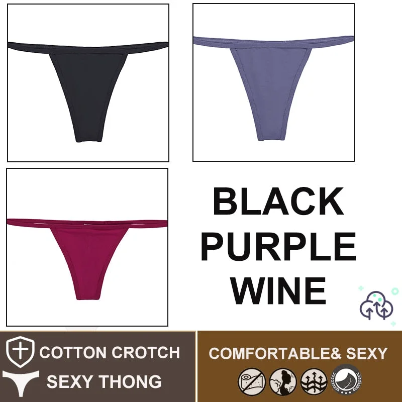 FINETOO 3PCS/Set M-XL Sexy G-string Panties Cotton Women's Underwear Girls Female Underpant Pantys Ladies Bikini Thong Lingerie