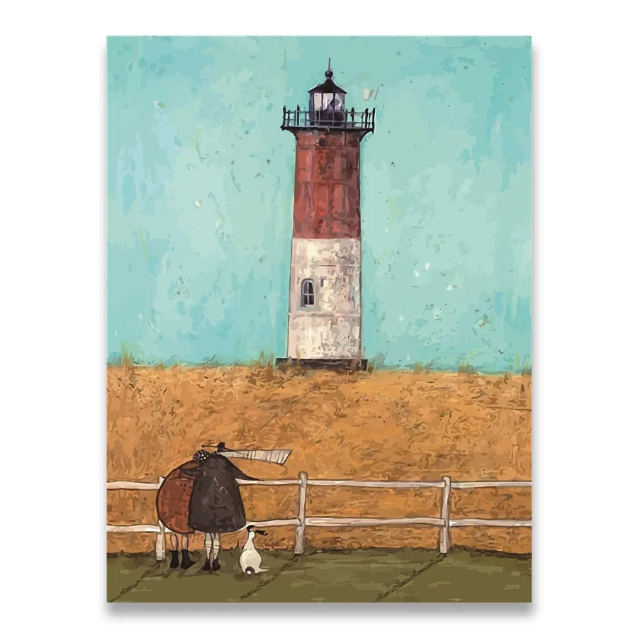 Vintage Nordic Abstract Landscape Love Dogs Pet Canvas Wall Art Paintings Posters and Prints Pictures Living Room Home Decor