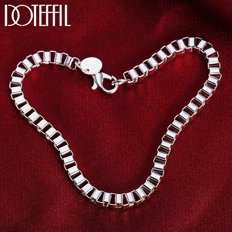 DOTEFFIL 925 Sterling Silver 4m Box Chain Bracelet For Women Jewelry