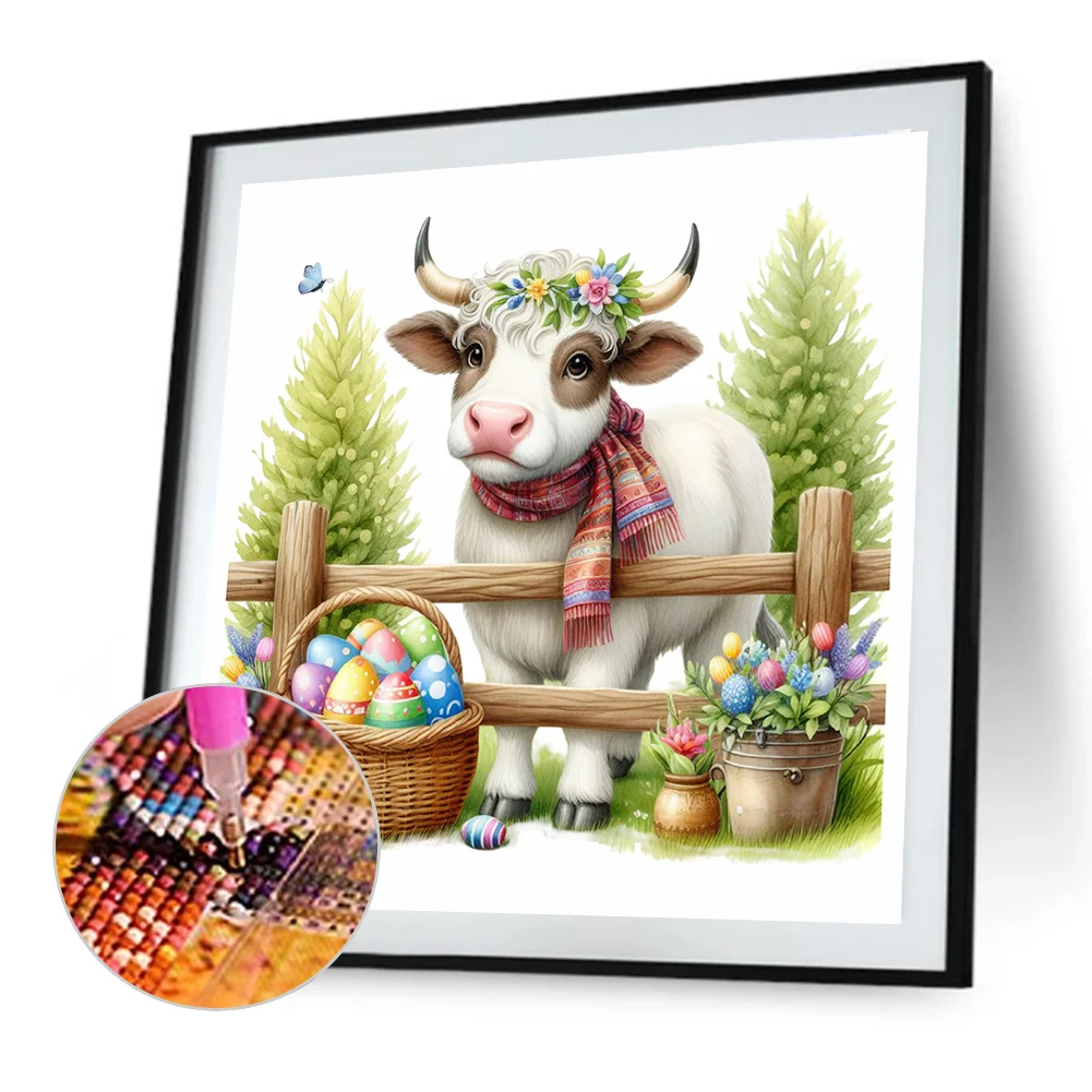 Diamond Painting - Full Round Drill - Easter Cow(Canvas|40*40cm)