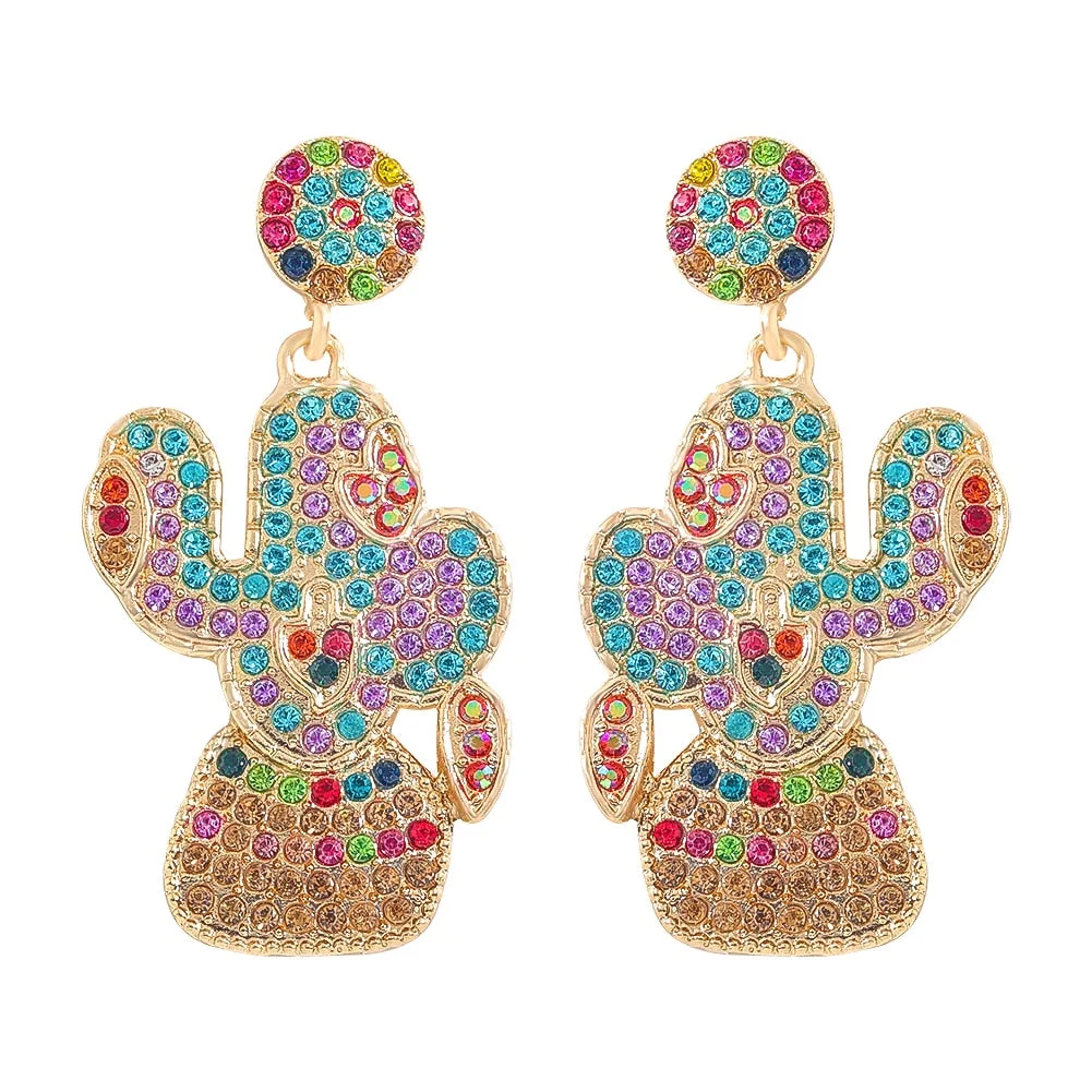 Dvacaman Sparkle Christmas Tree Candy Cane Gingerbread House Christmas Cactus Snowman Santa Drop Earrings For Women Cute Jewelry