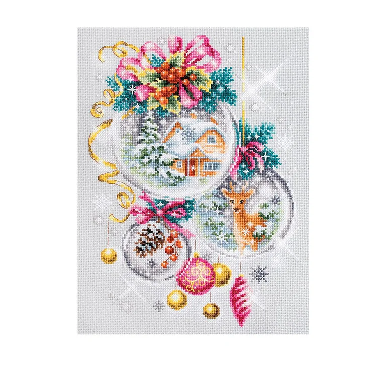 『YiShu』Christmas Crystal Ball - 11CT Stamped Cross Stitch(40*50cm)