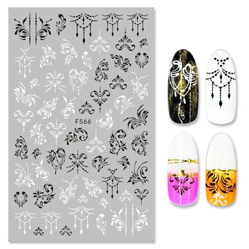 1PC Red/Black/White/Gold 3D Valentine Sticker For Nails Lover Sliders For Girls DIY Design Decals Nail Art Decoration