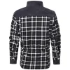 Men's Retro Check Pattern Stitching Warm Fleece Lined Plaid Wanderer Jacket