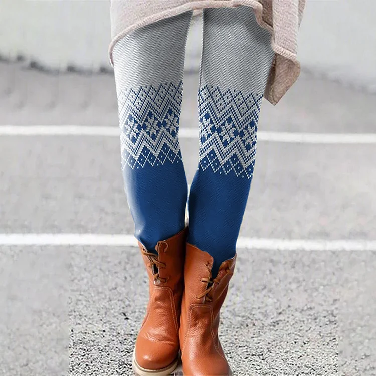 Vintage Iceland Sweater Contrast Print Leggings