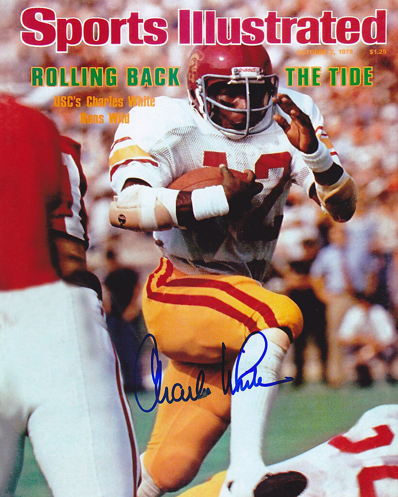 CHARLES WHITE USC TROJANS SPORTS ILLUSTRATED SIGNED 8x10